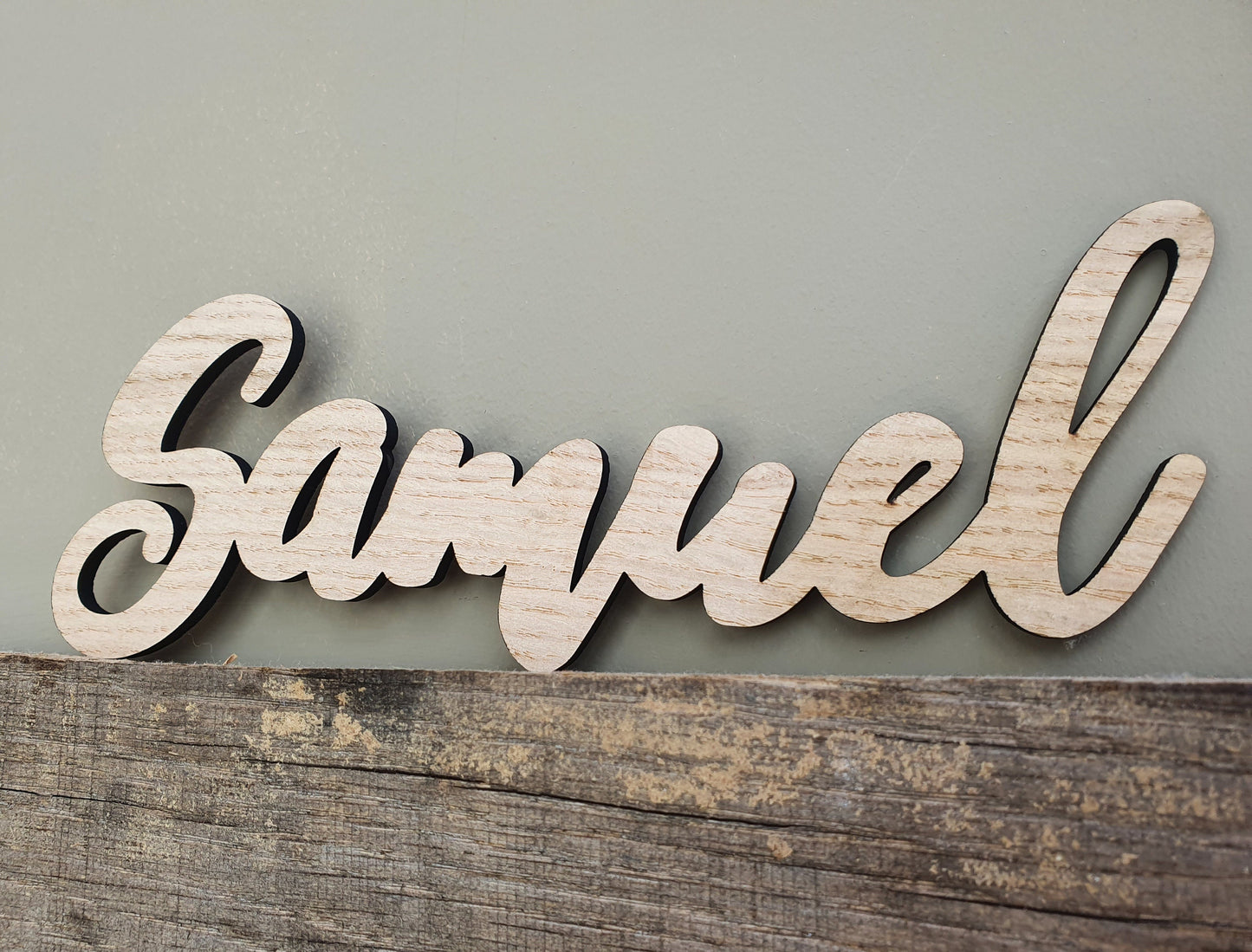 Personalised Oak Veneer Wood Name Sign - Rustic Wall Decor