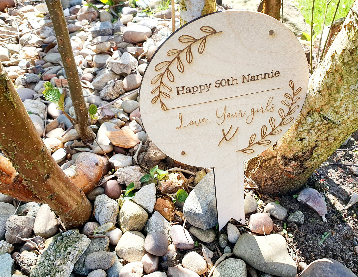Personalised Wooden Garden Sign – Custom Birthday Plant Pot Plaque
