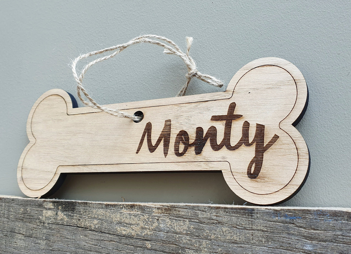 Personalised Dog Bone Sign - Oak Veneer Pet Christmas Ornament