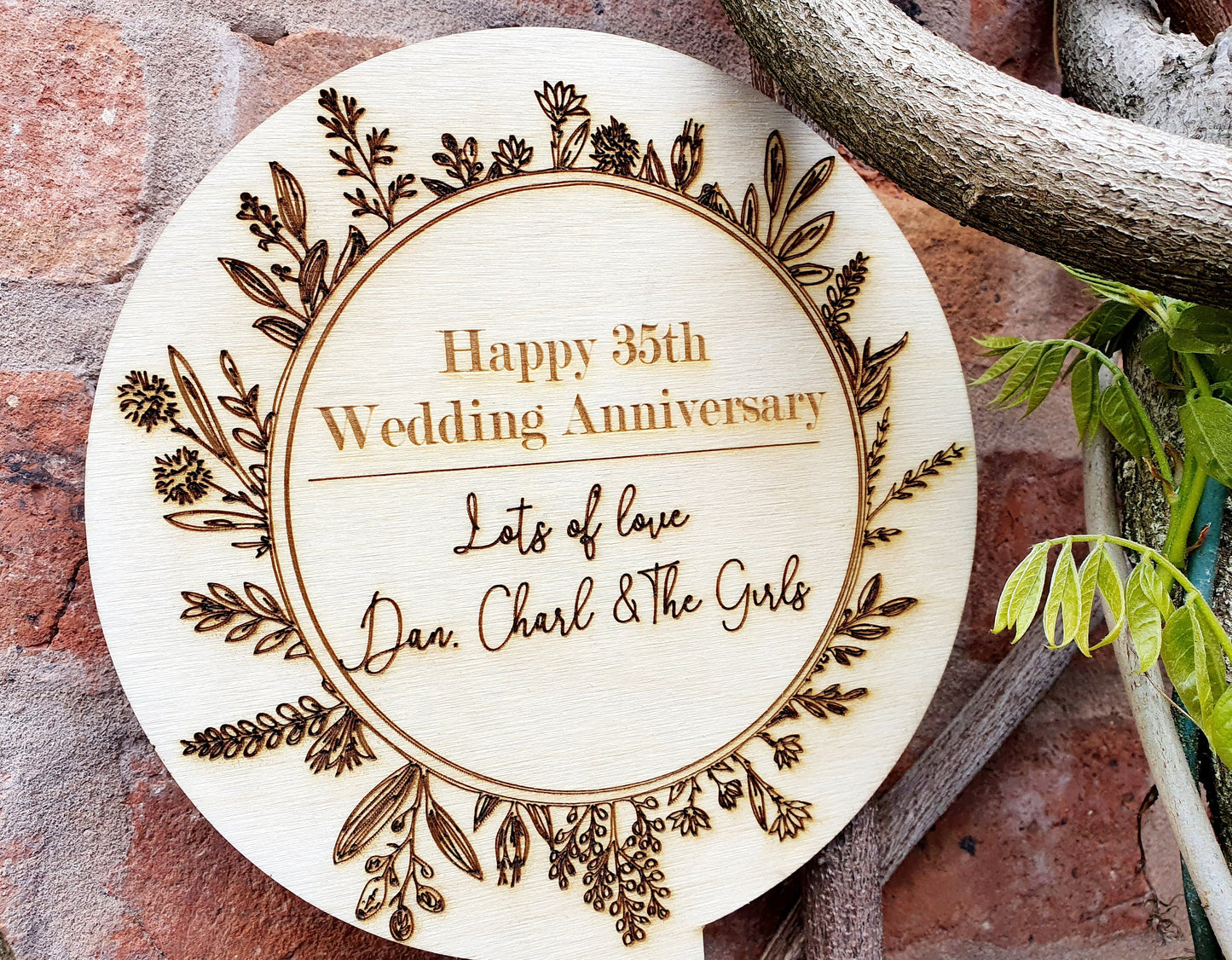 Custom Rustic Wooden Anniversary Garden Sign - Personalised Gift