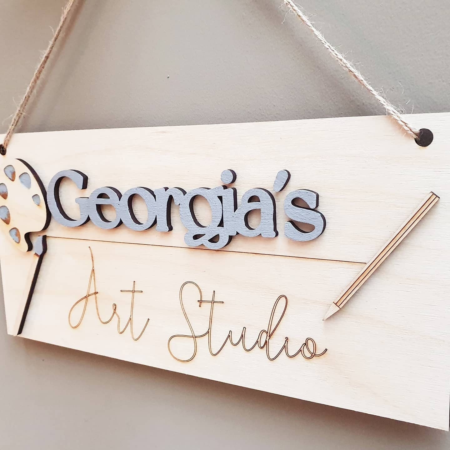 Custom Art Studio Door Sign, Hand Painted Wooden Wall Decor