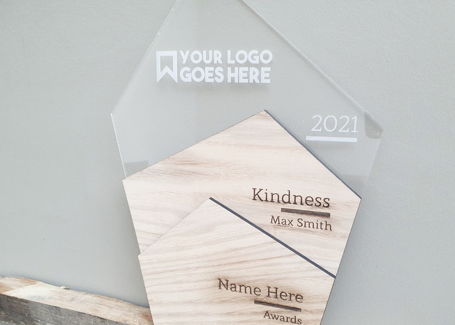 Wooden Rustic Freestanding Custom Trophy Award - Different Sizes Available - Trophies for Schools, Companies and Sports Clubs