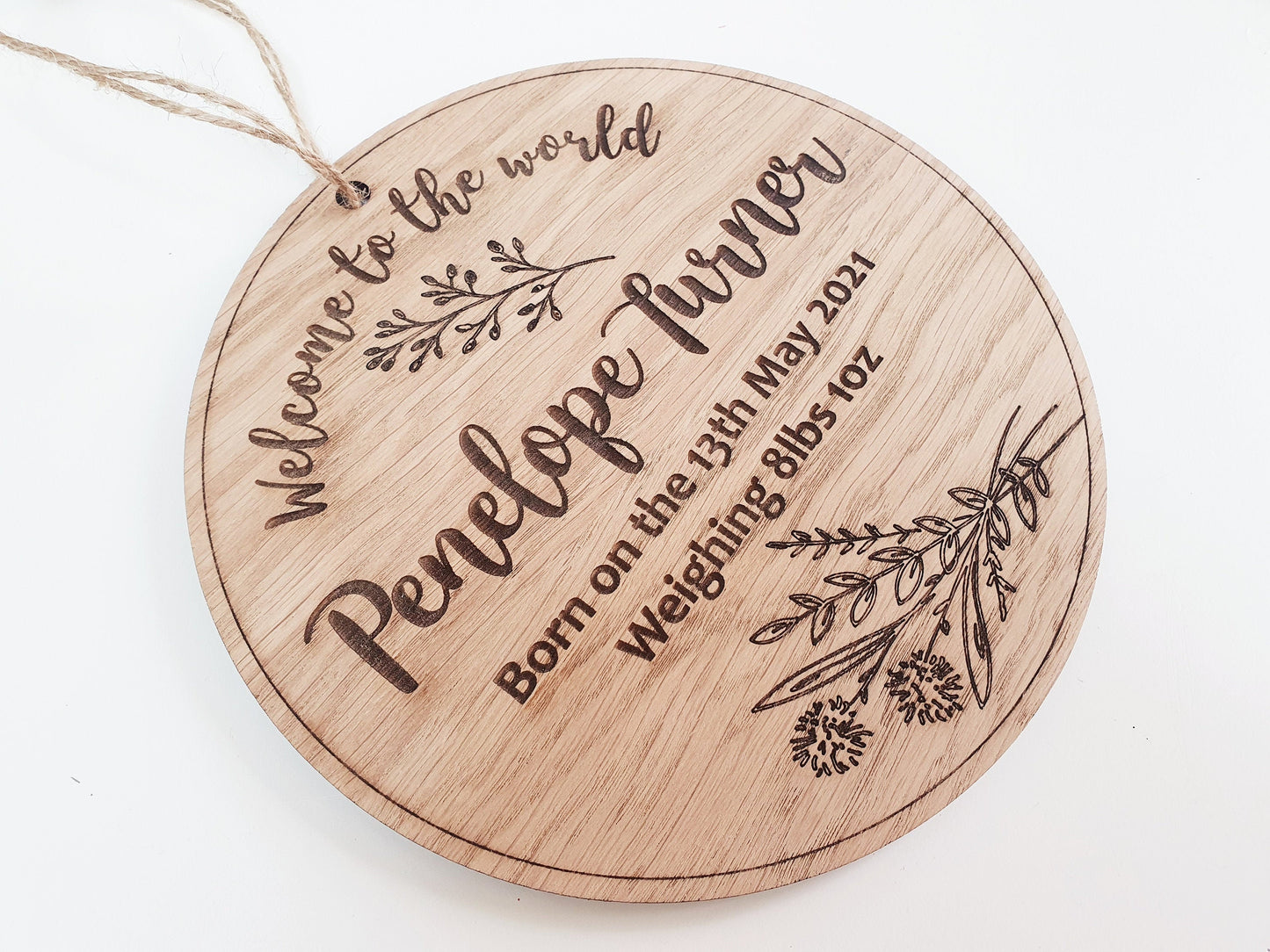 Large Welcome to the World Baby Sign - Birth Announcement - Newborn Baby Gift - Includes Babies Name, Date of Birth and Weight
