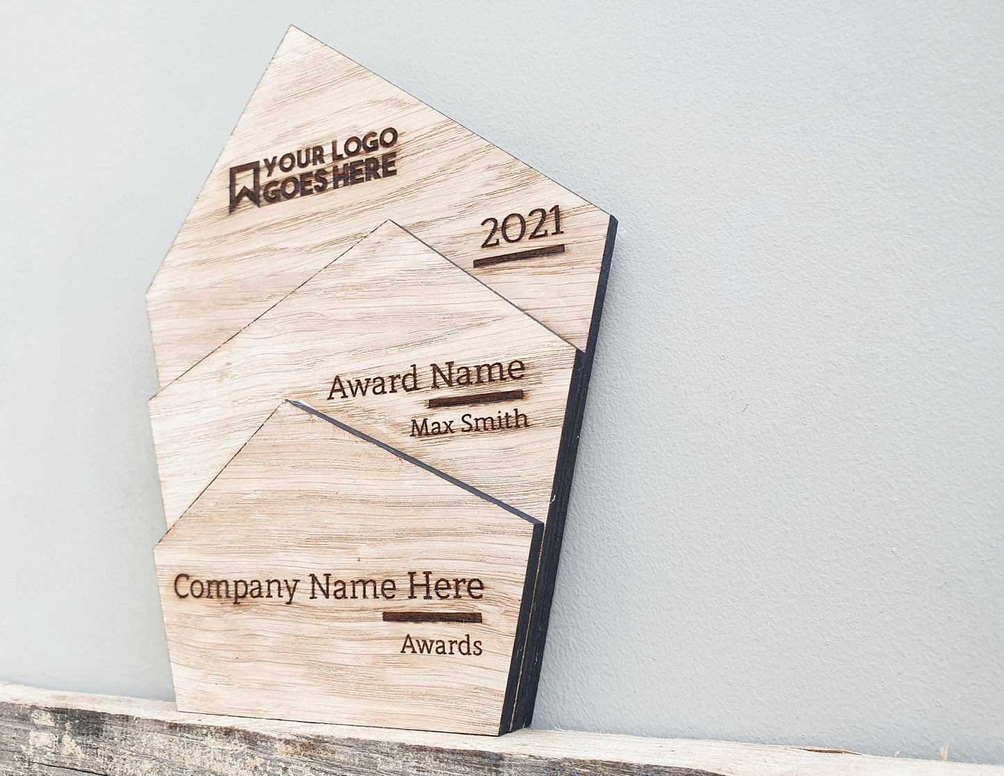 Unique Wooden Freestanding Custom Award Trophy - Eco-friendly Trophies - Different Sizes Available