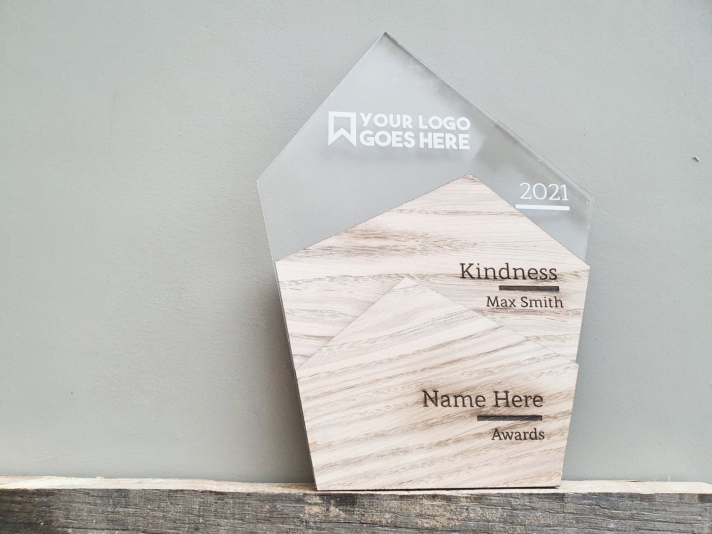 Wooden Rustic Freestanding Custom Trophy Award - Different Sizes Available - Trophies for Schools, Companies and Sports Clubs