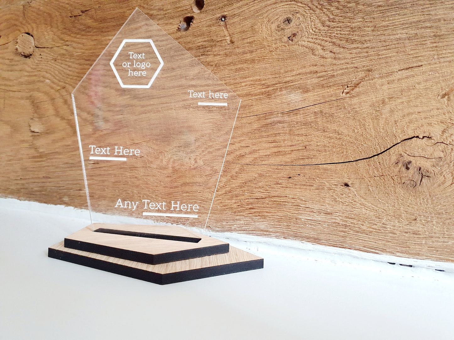 Unique Wooden Custom Award Trophy - Engraved Wood Trophies - Different Sizes Available