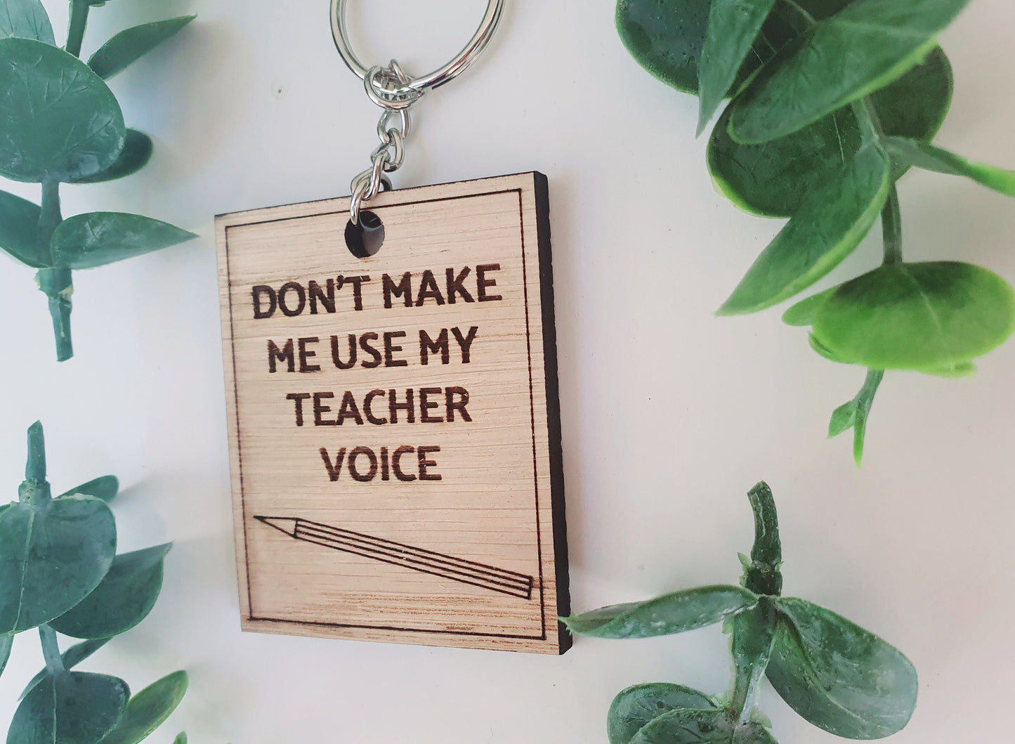Teacher Voice Wood Keyring, End of Term Gift