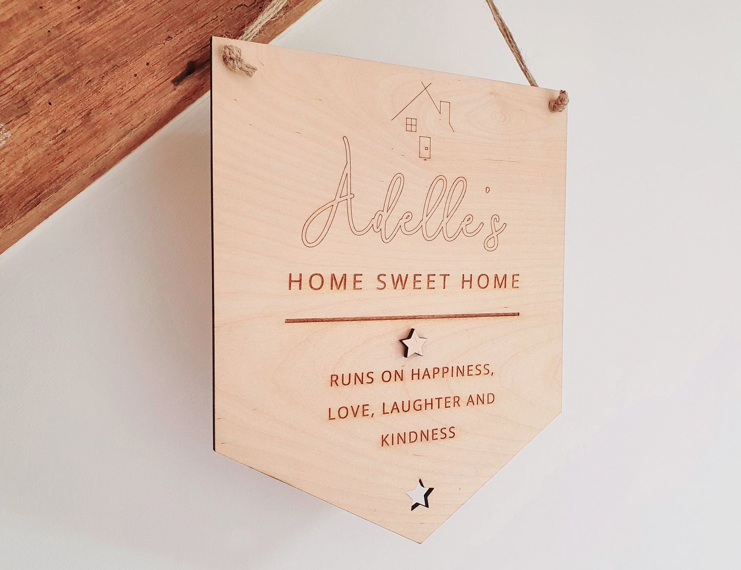 Personalised Home Sweet Home Wood Sign - Custom Housewarming Gift