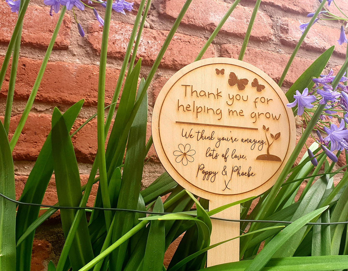 Personalised Wooden Garden Sign - Thank You For Helping Me Grow
