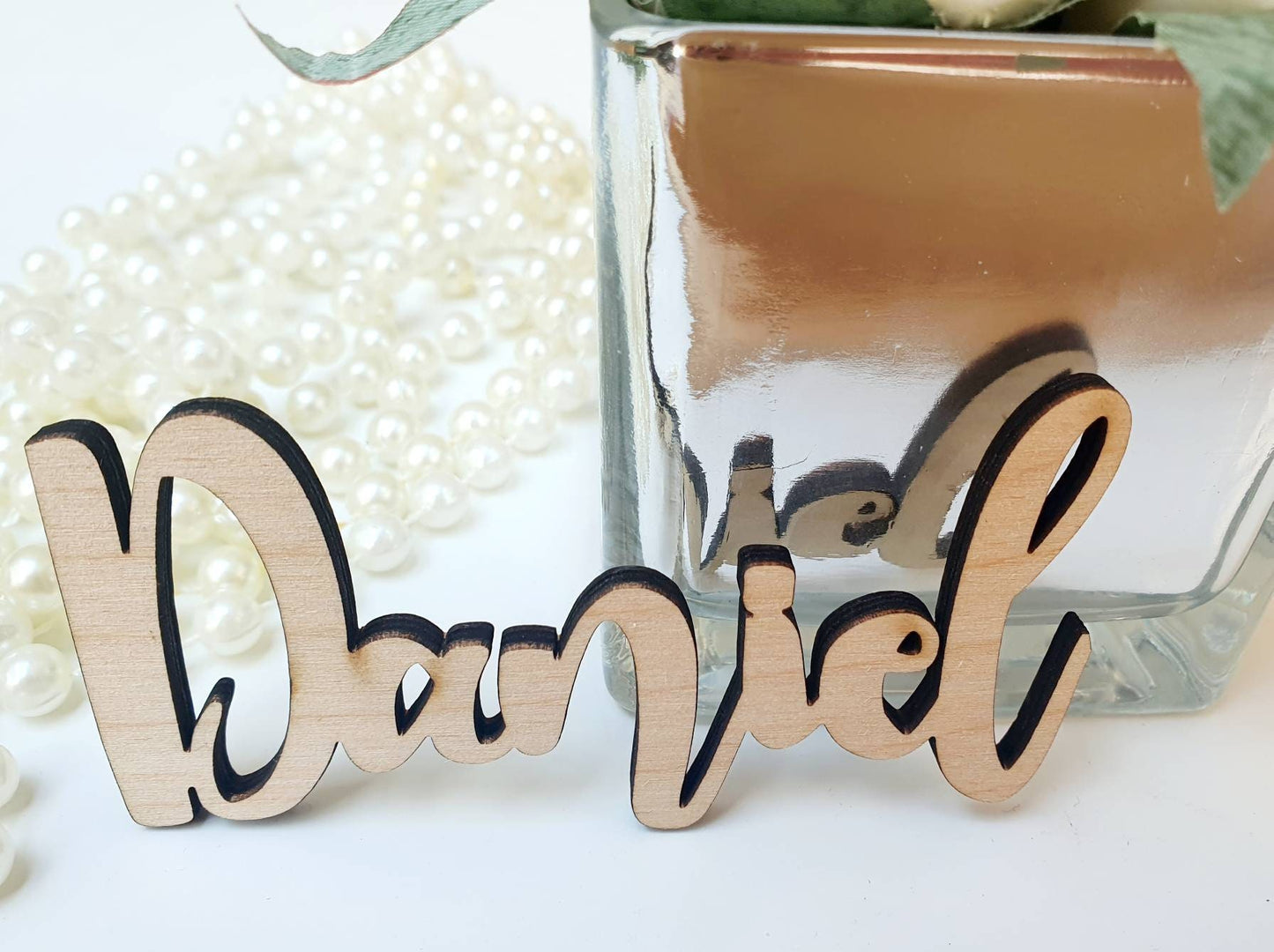 Wooden Names - Unique Personalised Wooden Wedding Name Cards - Modern Wooden Letters Wedding Favours - Wedding Place Cards - Wedding Titles