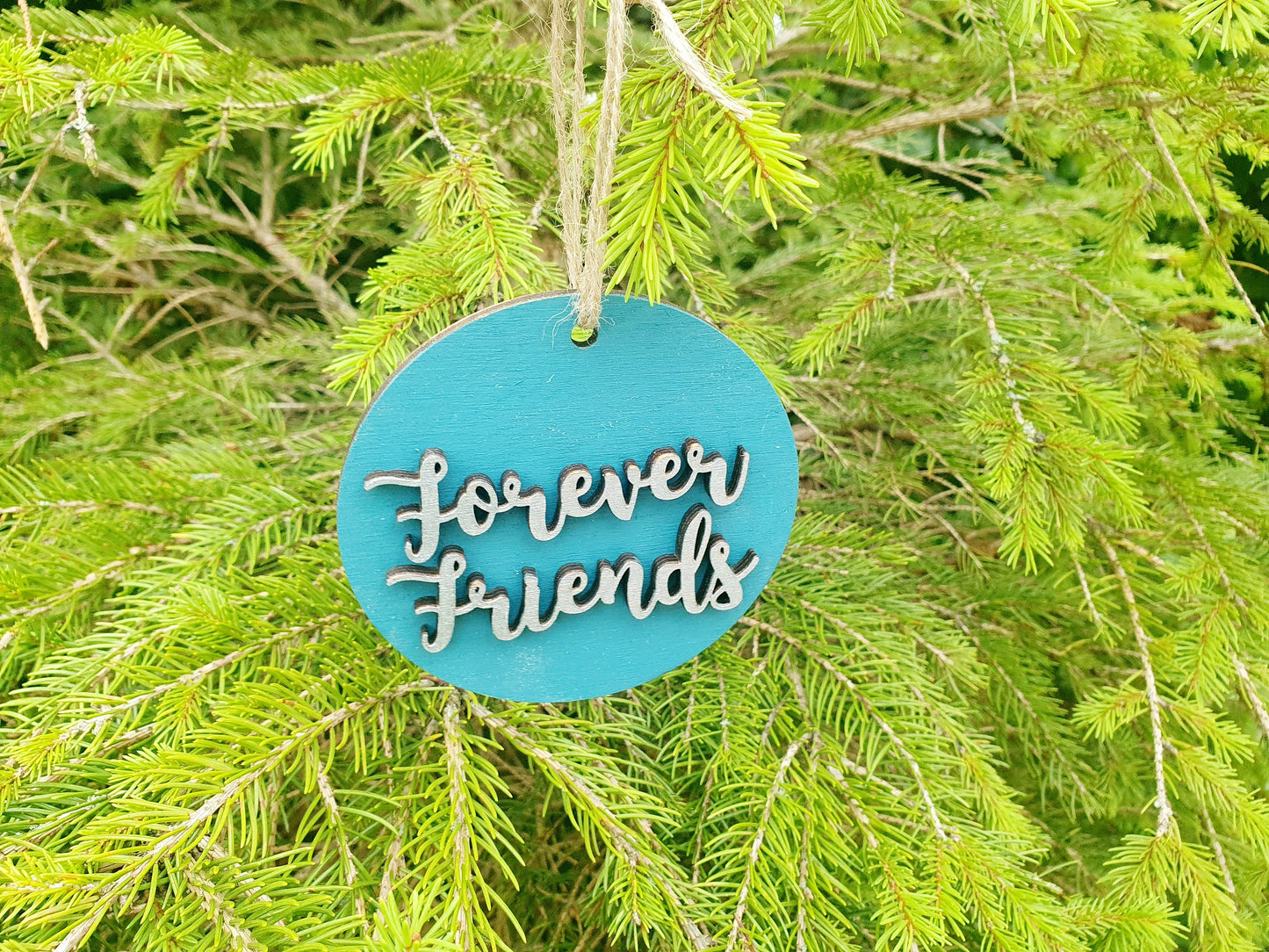 Custom Wooden Forever Friends Christmas Bauble – Personalized Gift