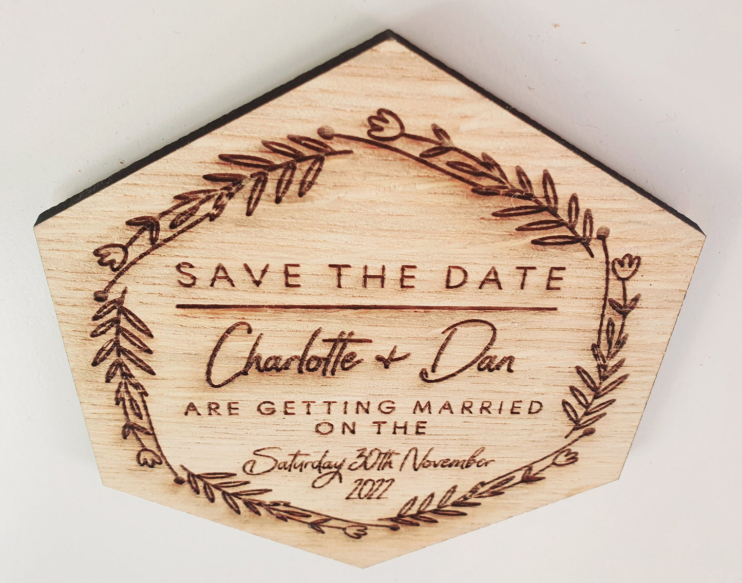 Rustic Save the Dates Fridge Magnets - Personalised Wooden Save the Date Fridge Magnets - Wooden Wedding Save The Dates