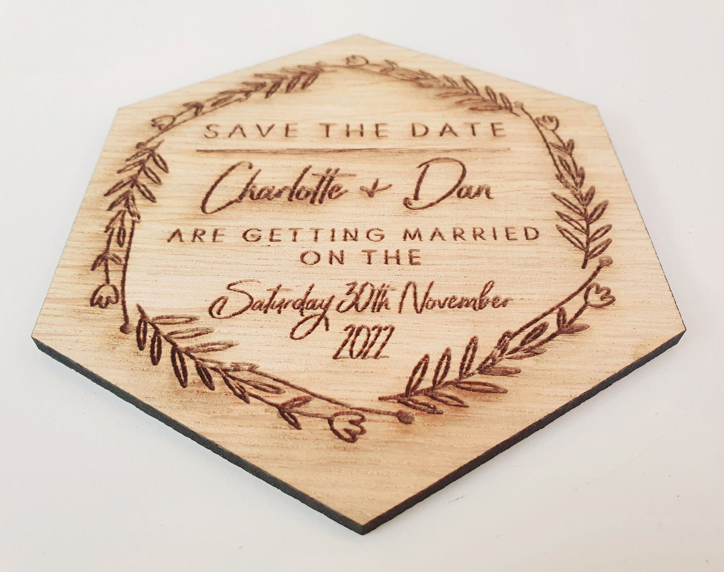 Rustic Save the Dates Fridge Magnets - Personalised Wooden Save the Date Fridge Magnets - Wooden Wedding Save The Dates