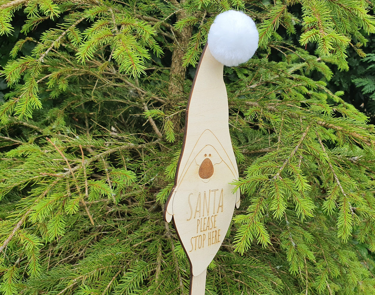 Wooden Santa Please Stop Here Sign - Christmas Eve Gift