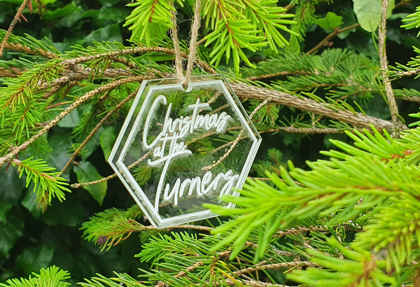 Engraved Acrylic Family Name Christmas Bauble - Custom Tree Decoration