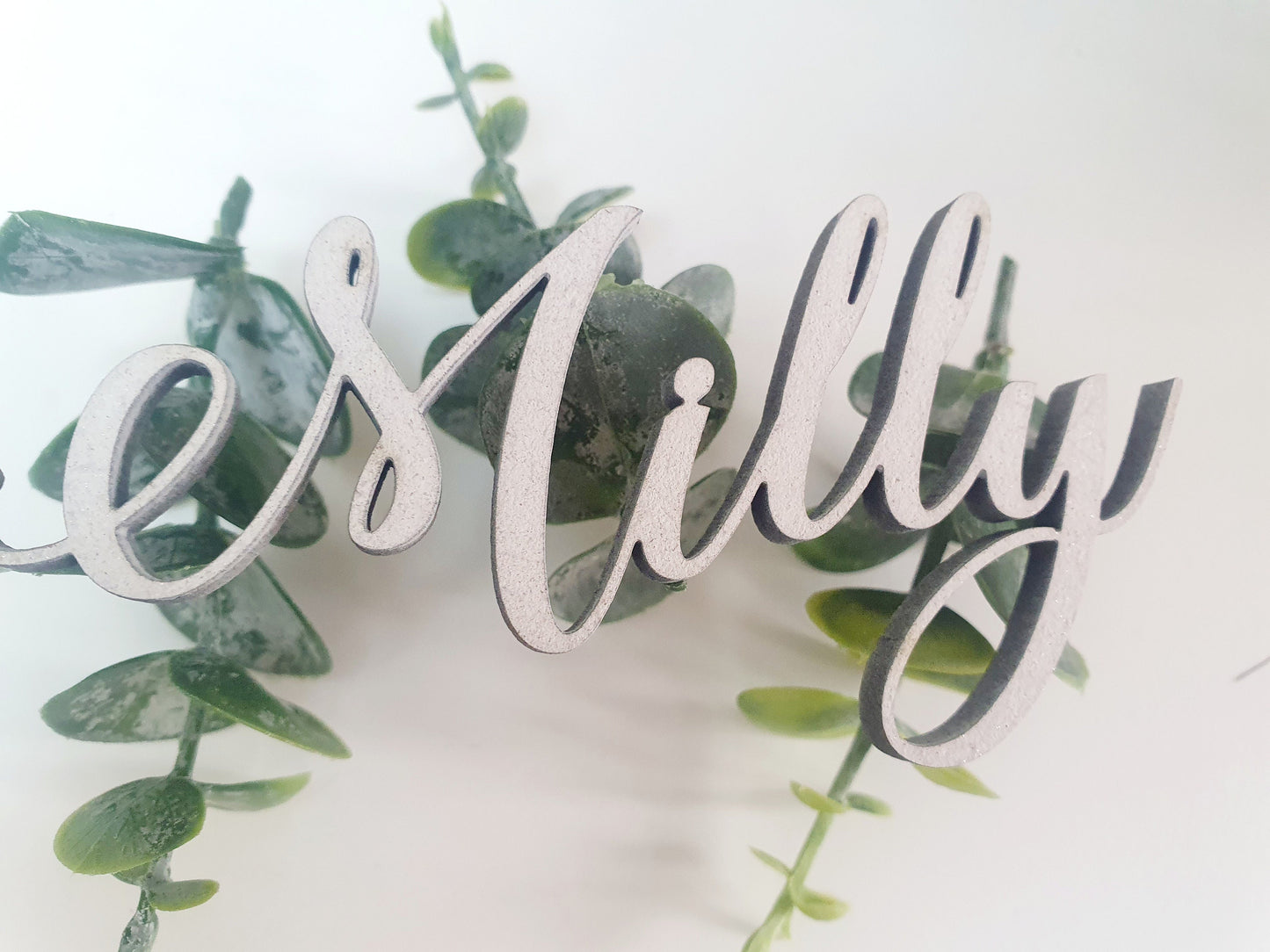 Modern White Name Wooden Place Settings - Unique White Wedding Wooden Letters - Custom White Wedding Titles - Wood Names