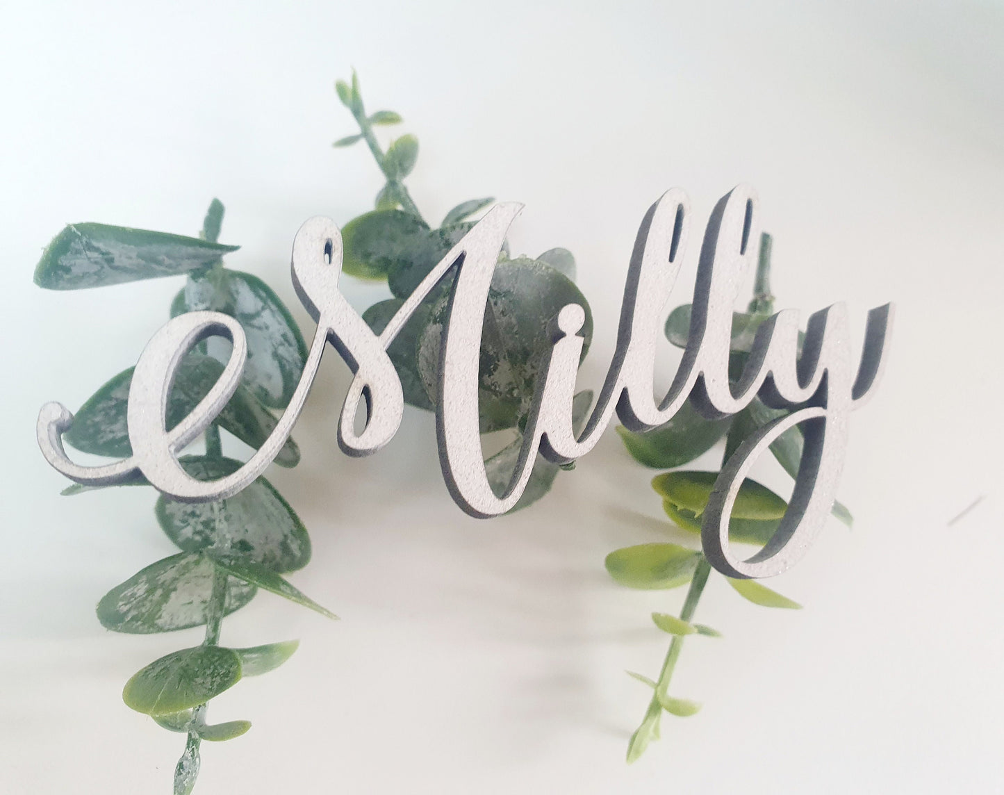Modern White Name Wooden Place Settings - Unique White Wedding Wooden Letters - Custom White Wedding Titles - Wood Names