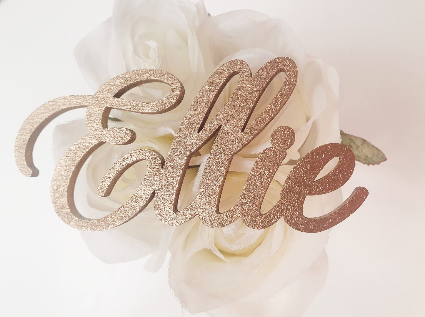 Modern Gold Name Wooden Place Settings - Unique Gold Wedding Wooden Letters - Custom Gold Wedding Titles - Wood Names