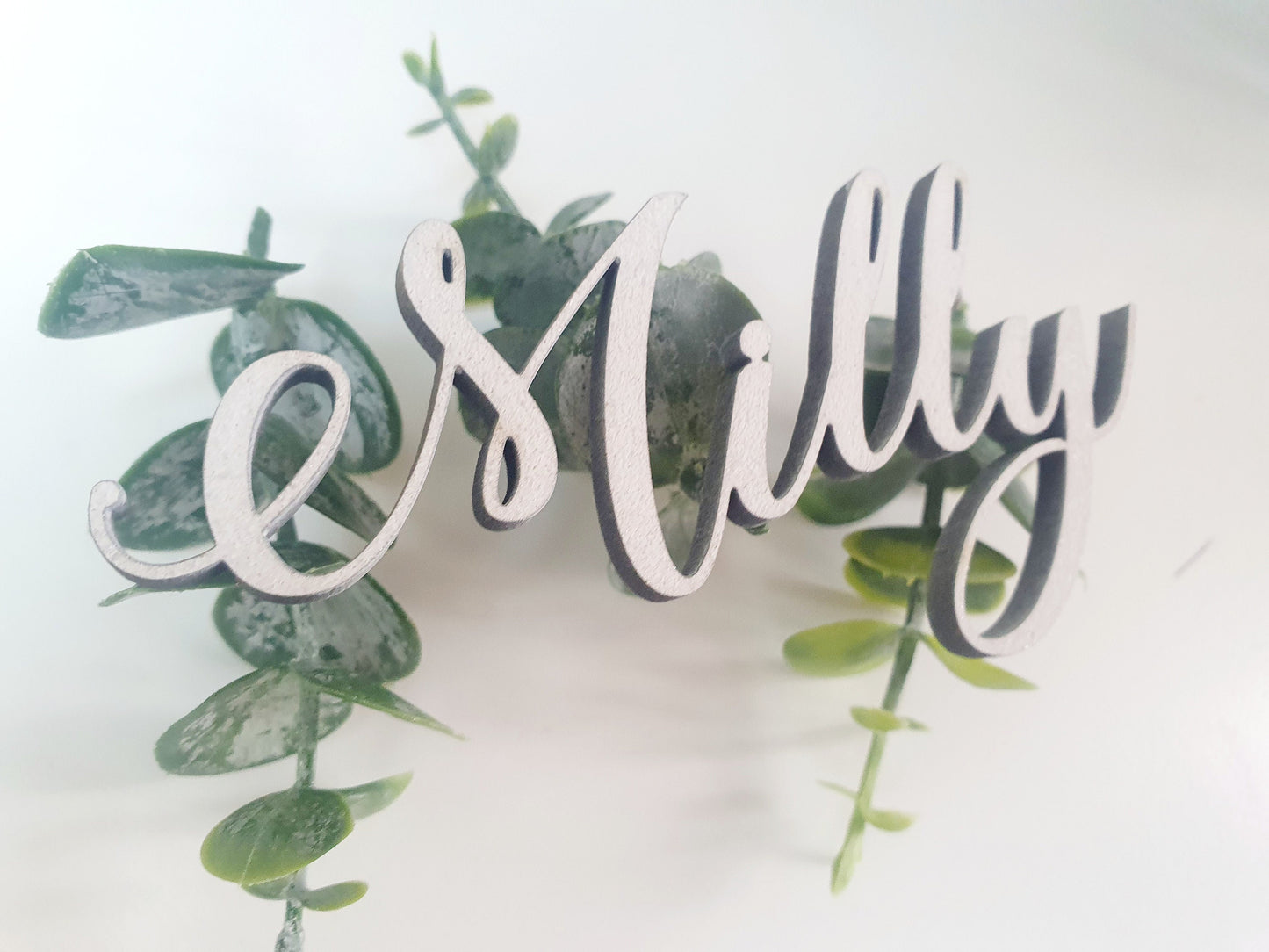 Modern White Name Wooden Place Settings - Unique White Wedding Wooden Letters - Custom White Wedding Titles - Wood Names