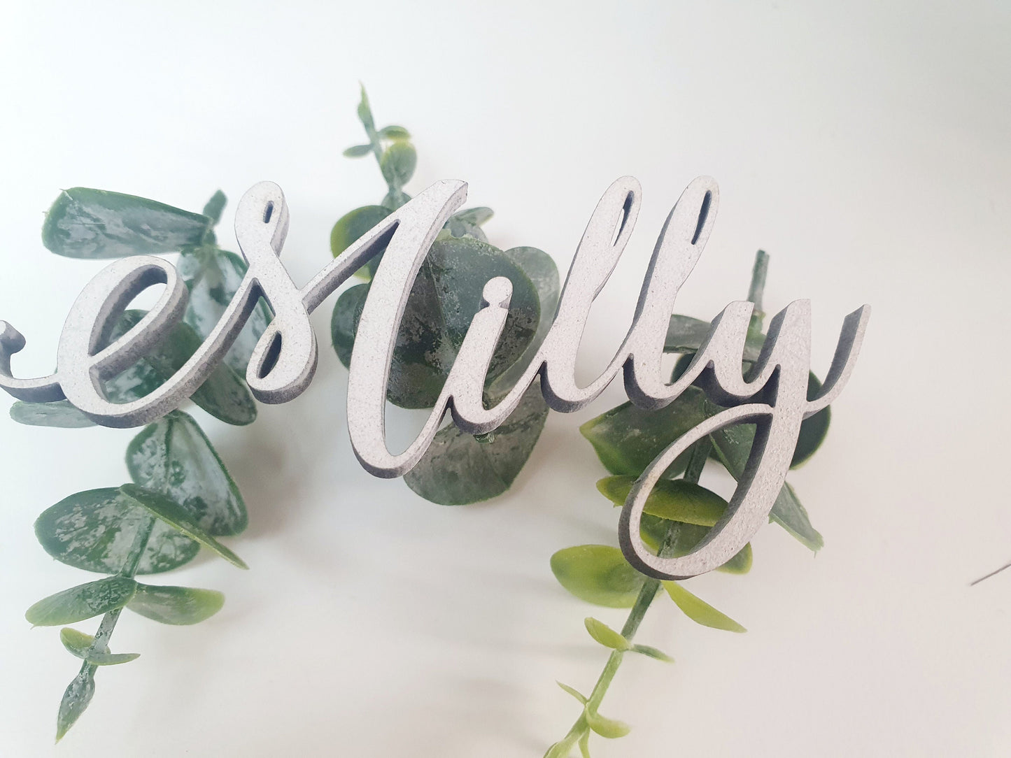 Modern White Name Wooden Place Settings - Unique White Wedding Wooden Letters - Custom White Wedding Titles - Wood Names