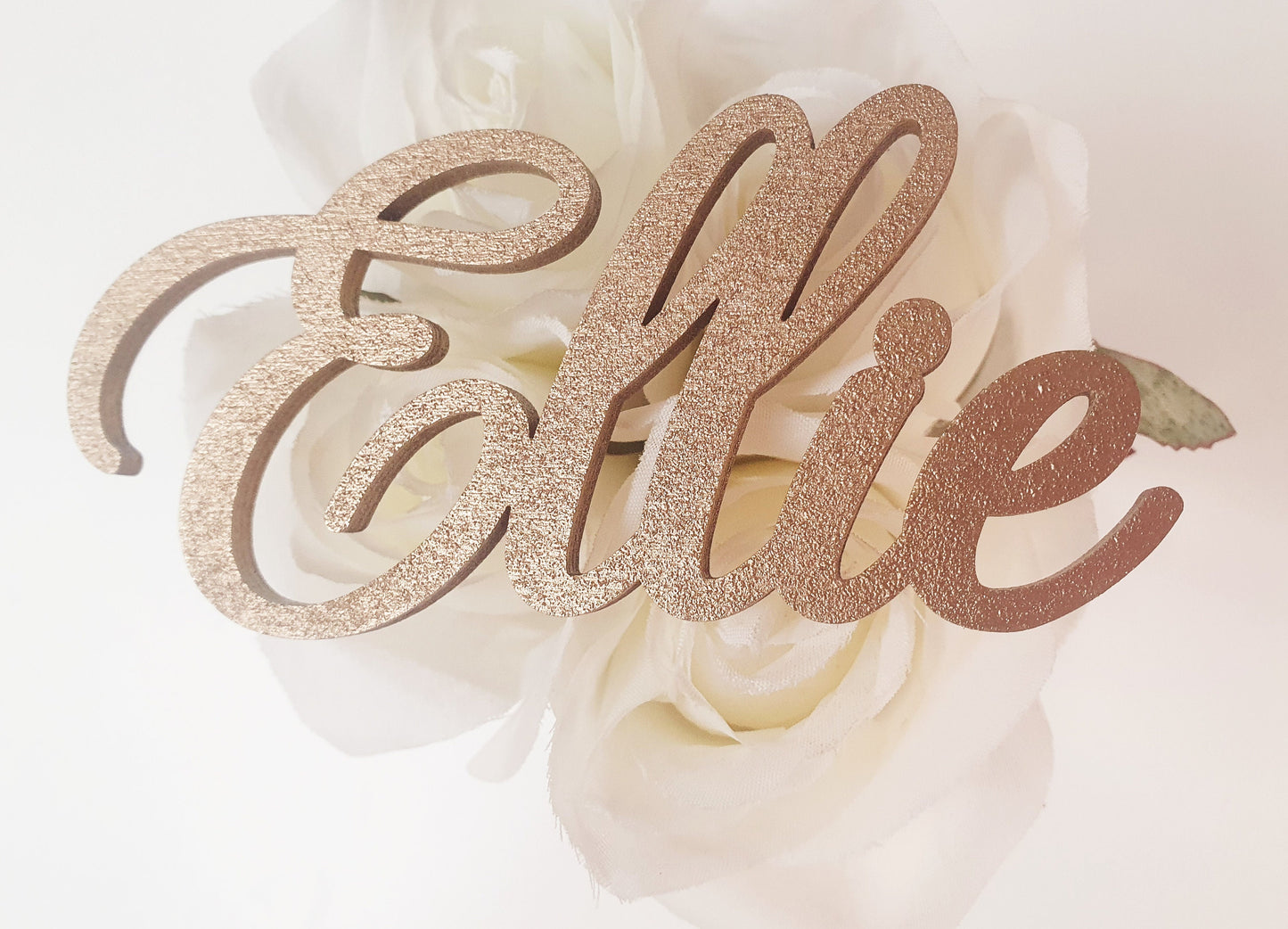 Modern Gold Name Wooden Place Settings - Unique Gold Wedding Wooden Letters - Custom Gold Wedding Titles - Wood Names