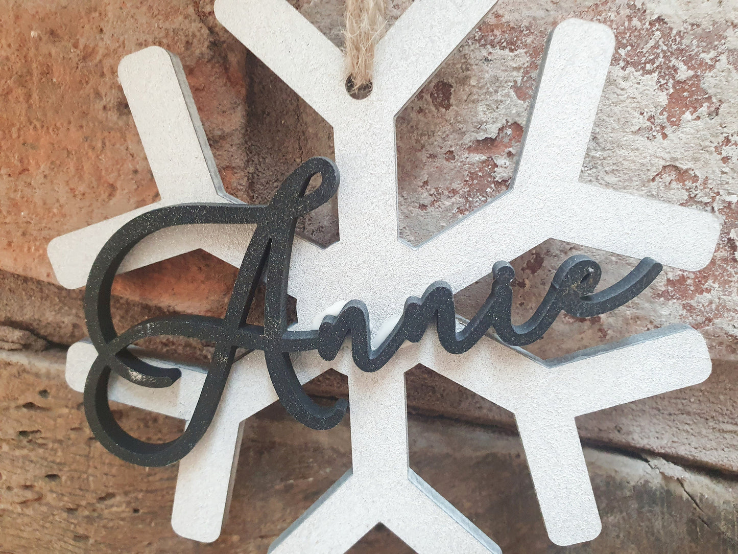 Personalised Christmas Ornament – Wooden Snowflake Name Bauble