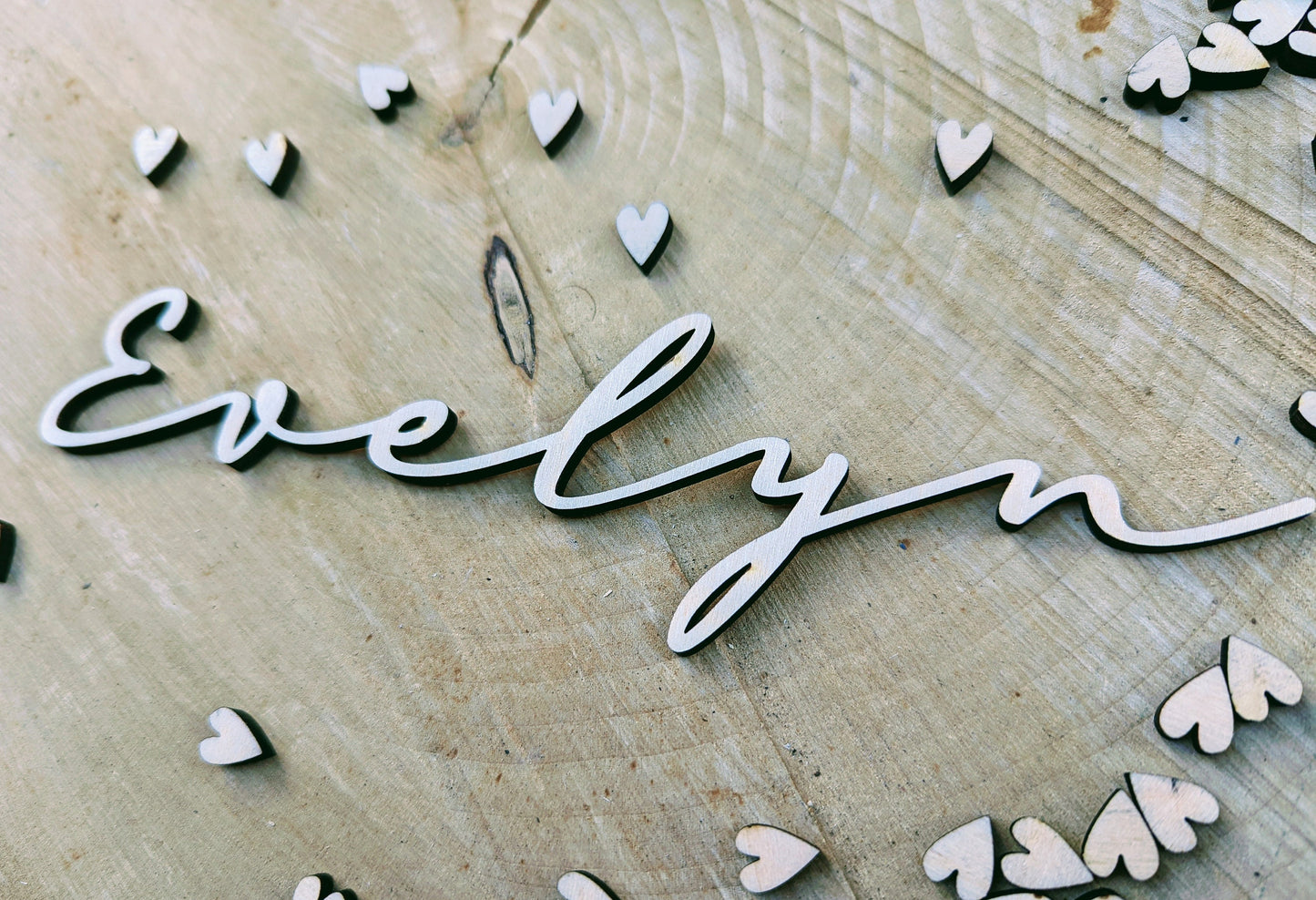 Personalized Birchwood Wedding Place Cards - Handwritten Style
