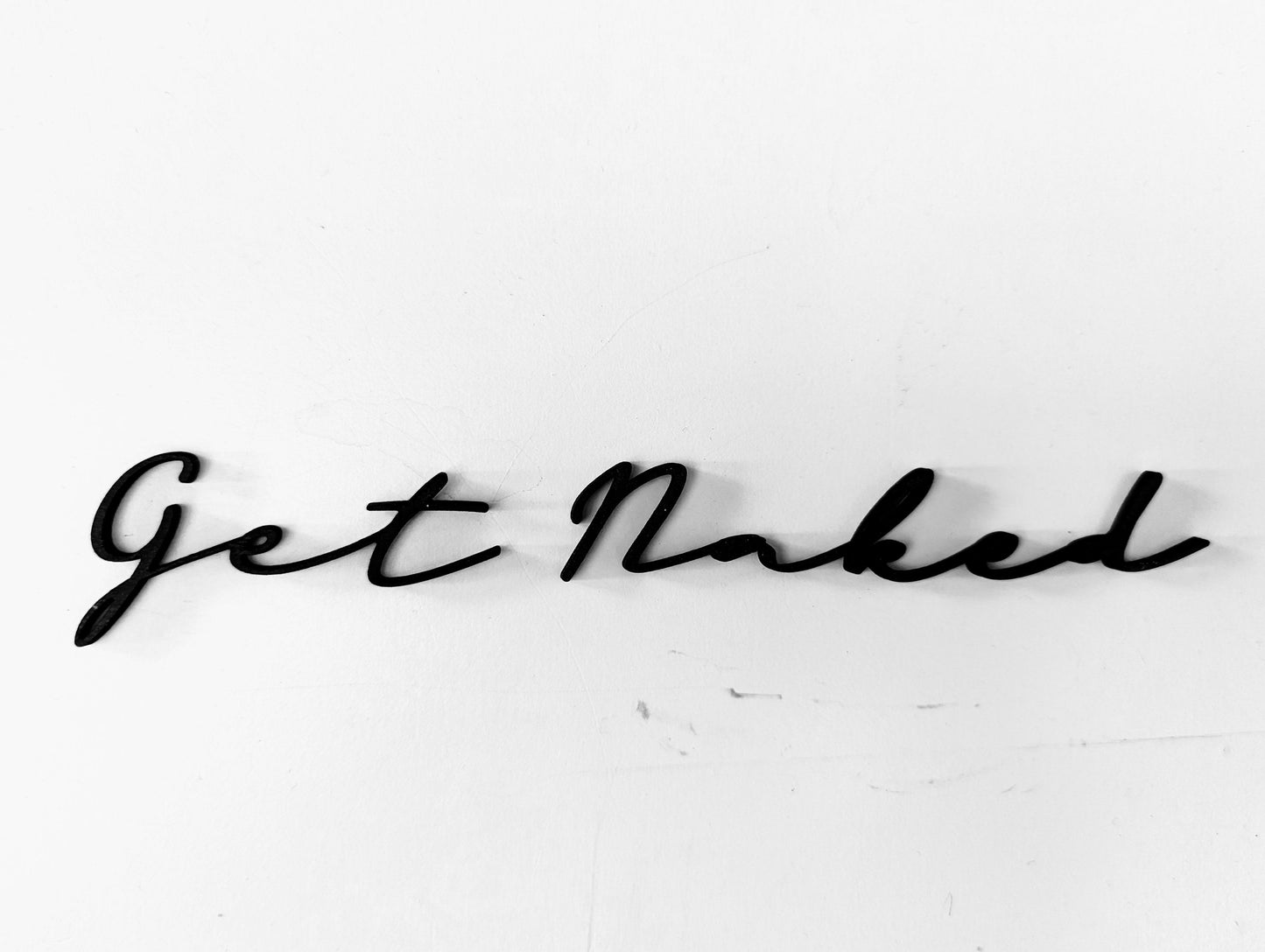 Get Naked Wall Sign - Black Wooden Bathroom Decor