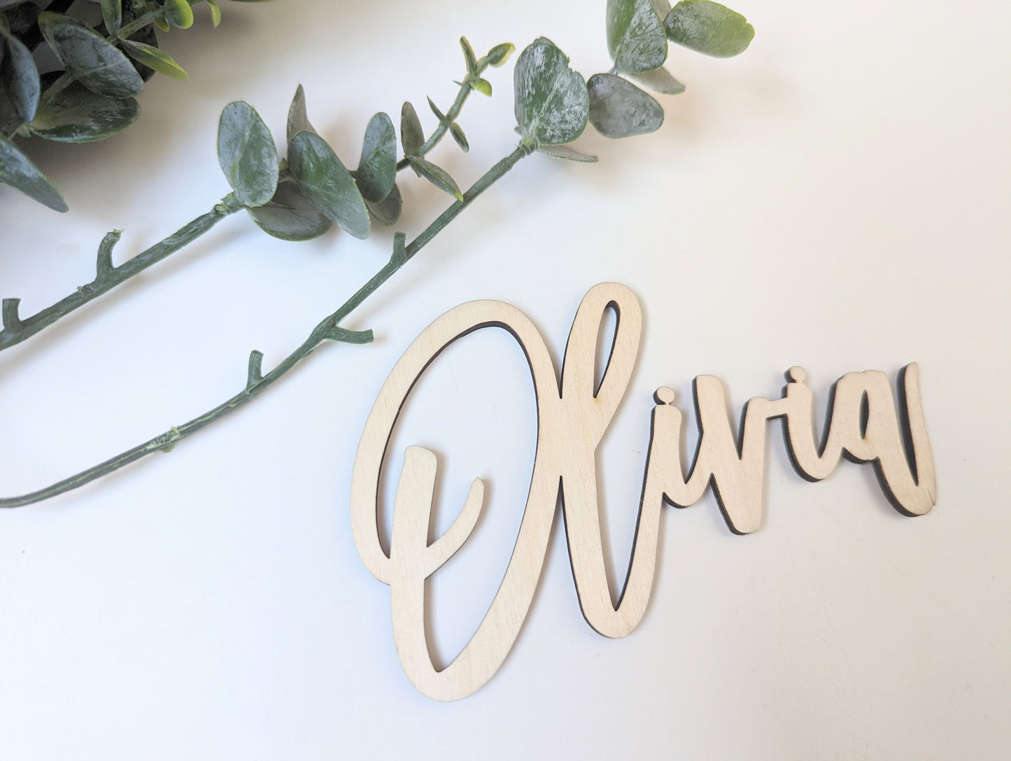 Rustic Birchwood Wedding Place Cards - Modern Script, Wedding Favors