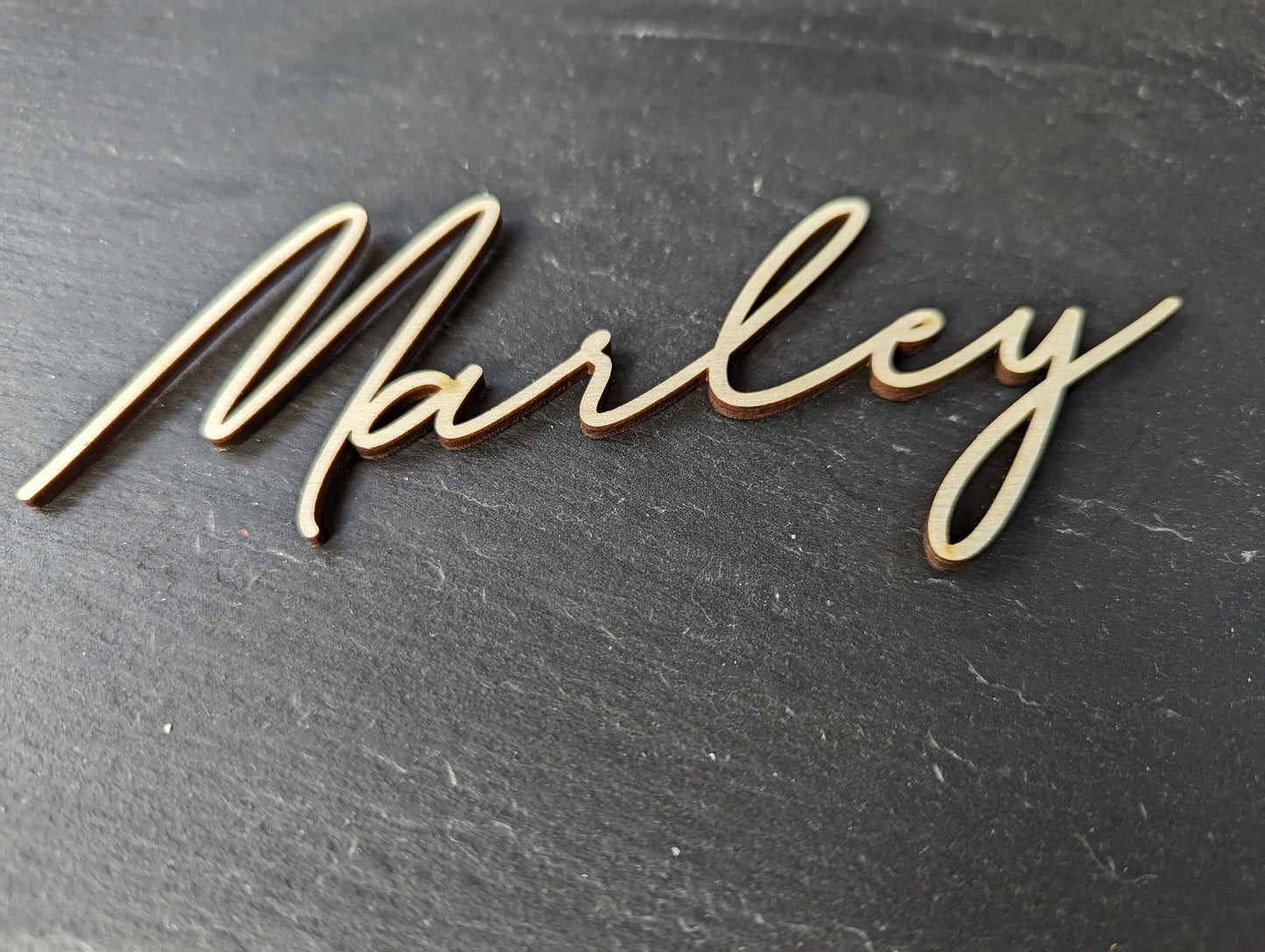Personalised Wooden Wedding Name Place Cards - Calligraphy Style