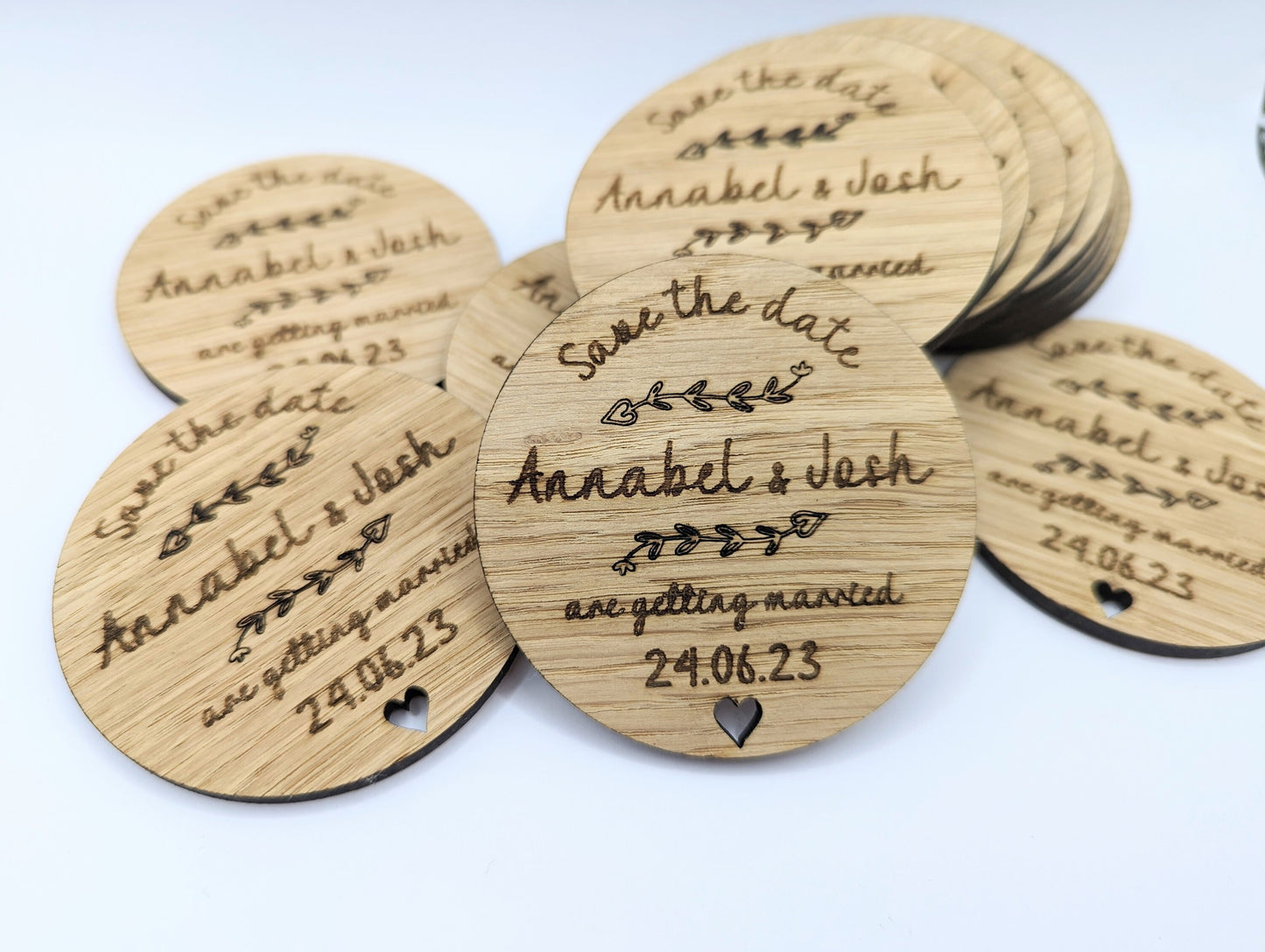 Personalised Wooden Save the Date Magnets, Rustic Wedding Favors