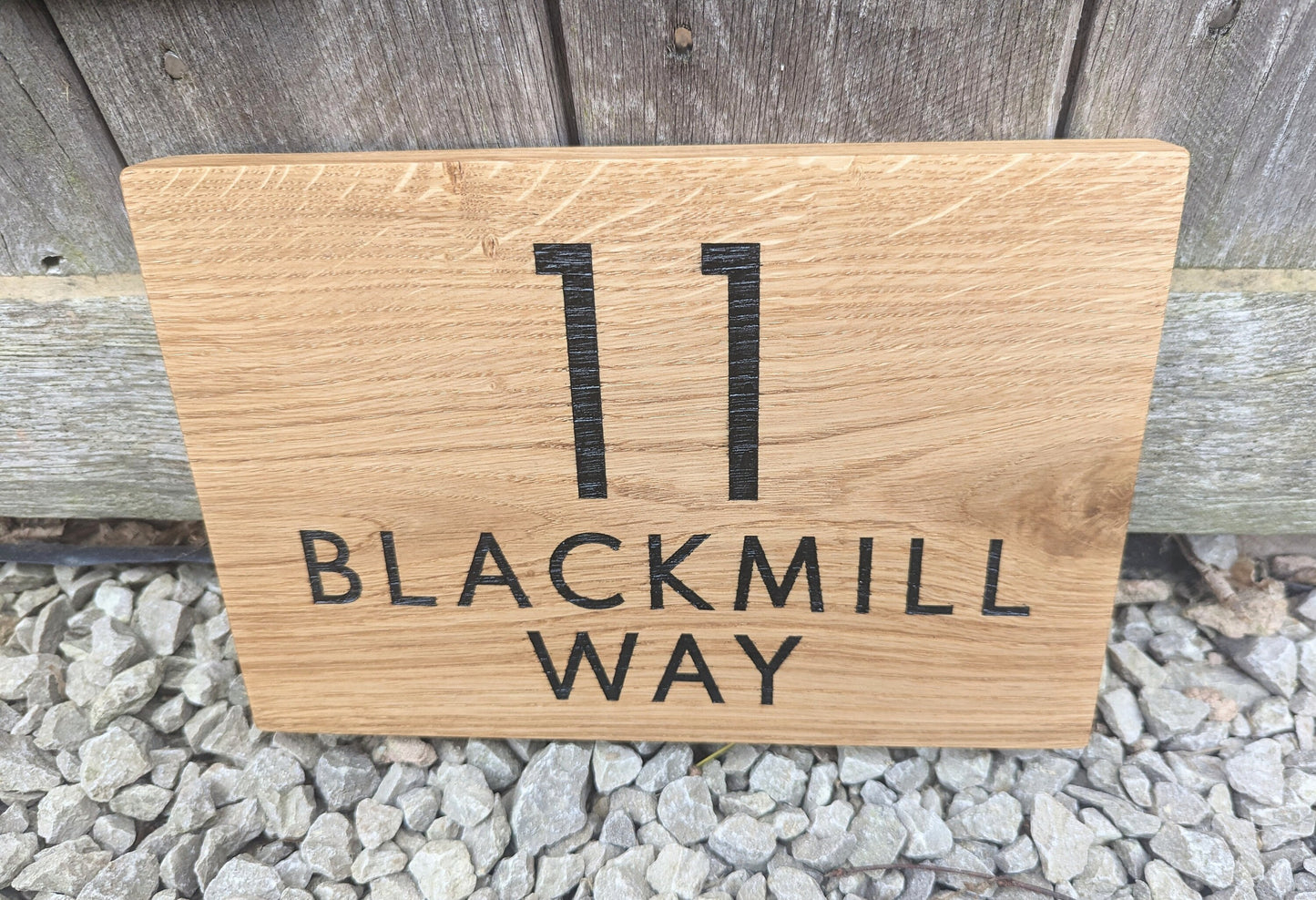 Engraved Oak House Number Sign, Rustic Address Plaque