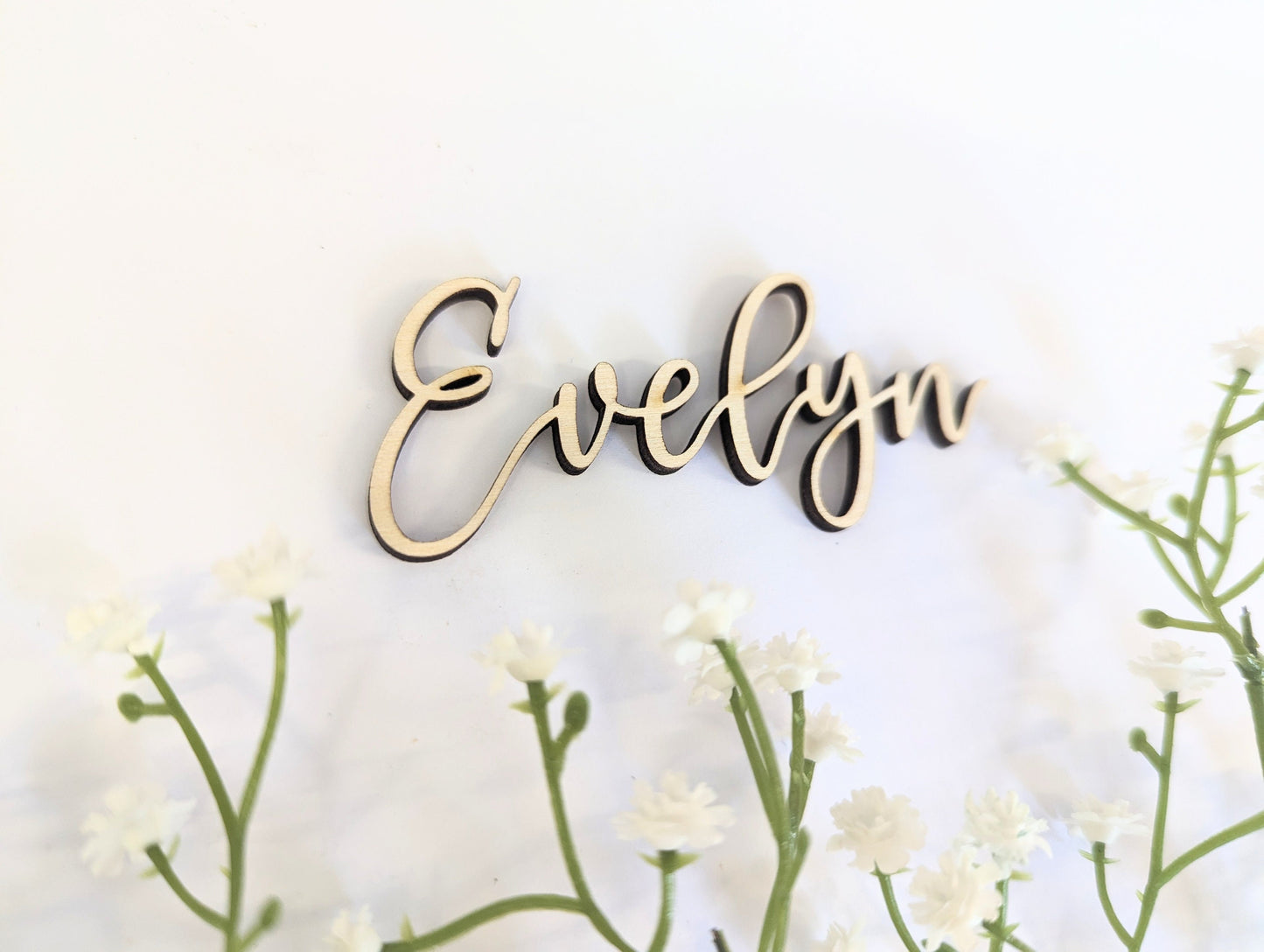Rustic Script Birchwood Wedding Name Place Cards, Wedding Favors