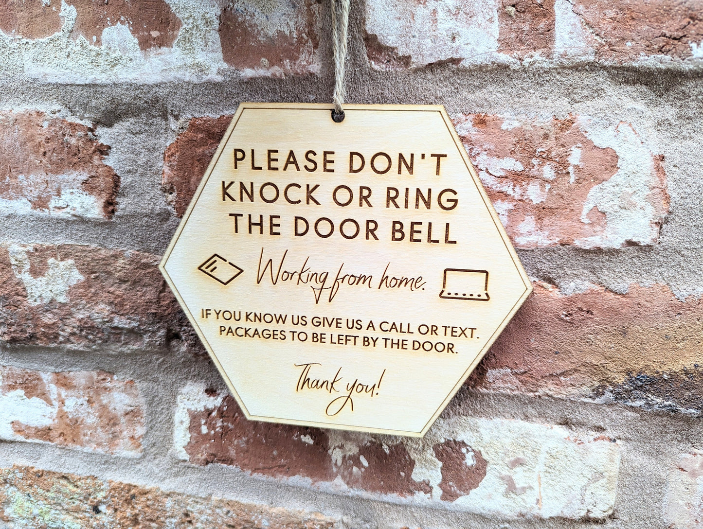 Working From Home Sign, Please Don't Knock Door Hanger