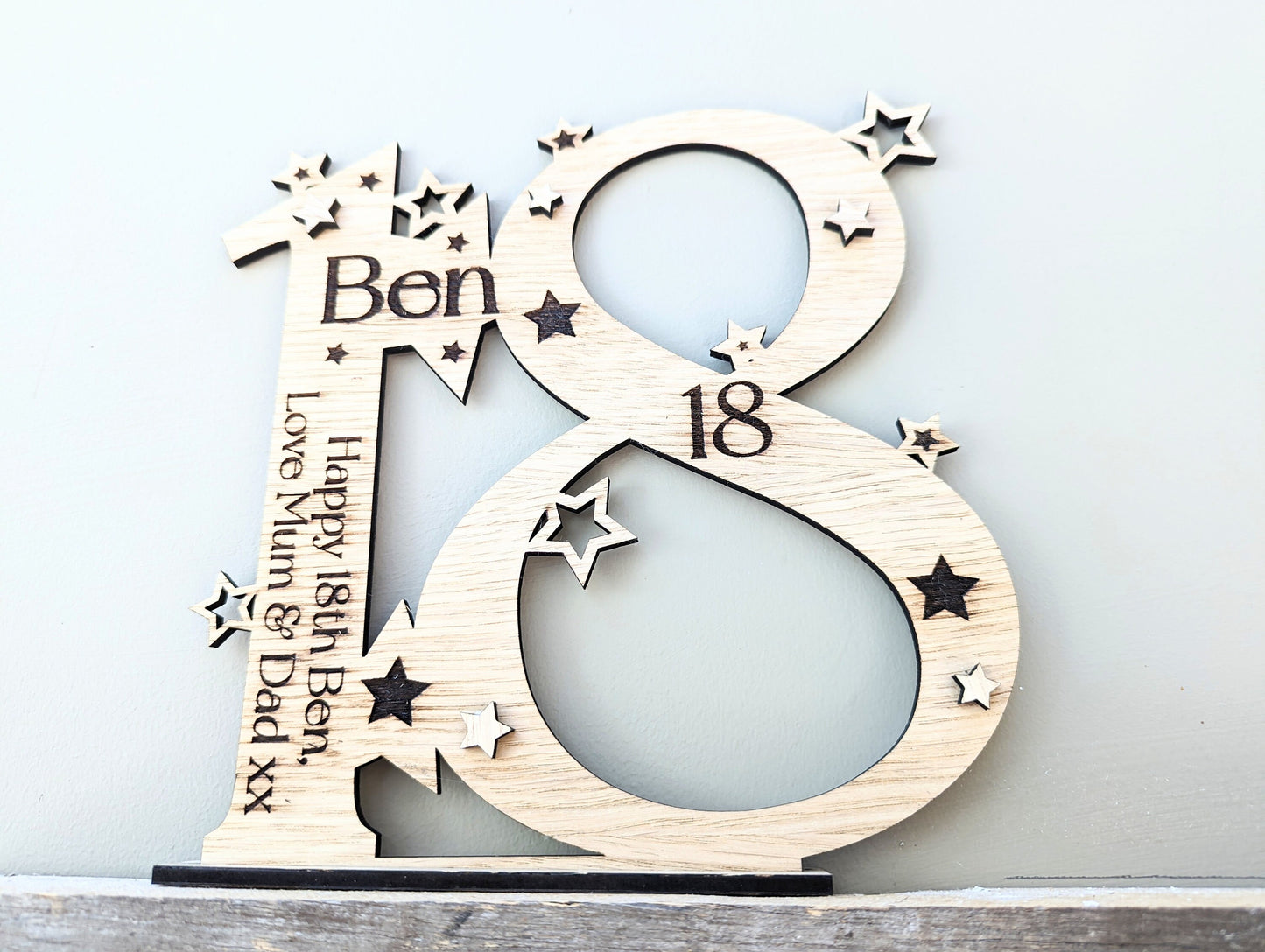 Personalised Special Birthday Number Plaque With Base - Gift for any Birthday, 16th 18th, 21st, 25th, 30th, 40th, 50th, 60th, 70th, 80th.