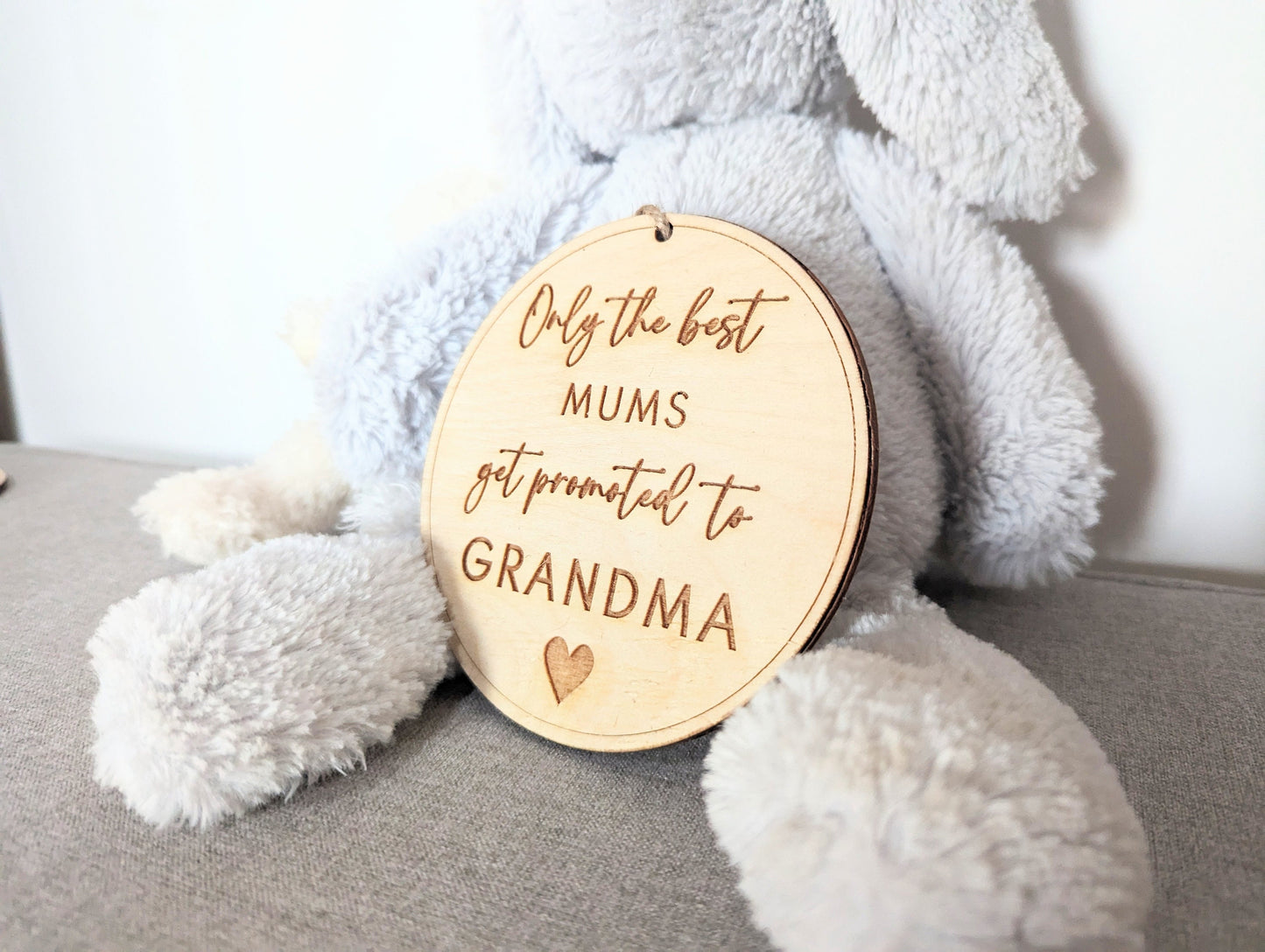 Only the best Mum's get promoted to Grandma sign. Wooden best Grandparents get promoted hanging sign. Gift for new Grandmas.