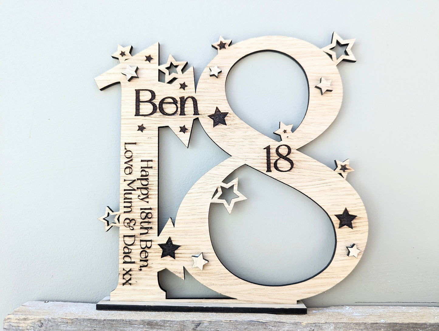 Personalised Special Birthday Number Plaque With Base - Gift for any Birthday, 16th 18th, 21st, 25th, 30th, 40th, 50th, 60th, 70th, 80th.
