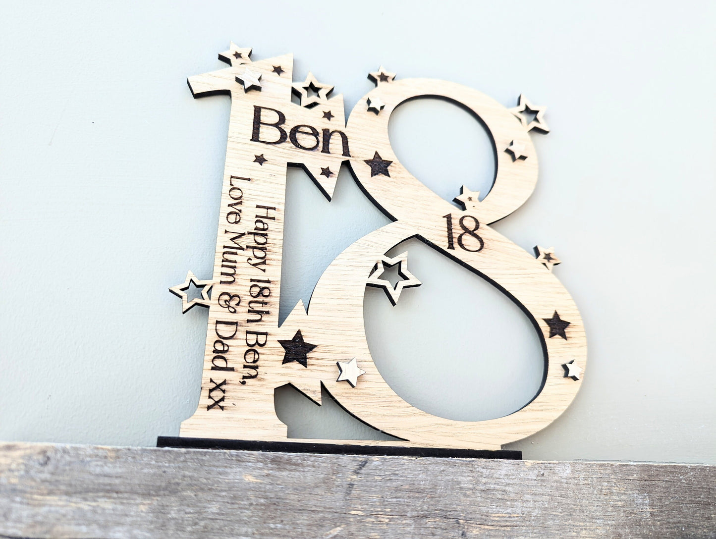 Personalised Special Birthday Number Plaque With Base - Gift for any Birthday, 16th 18th, 21st, 25th, 30th, 40th, 50th, 60th, 70th, 80th.