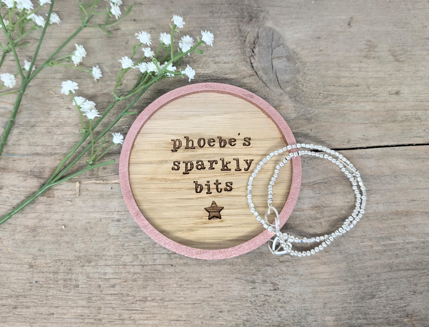 Personalised Oak Veneer Trinket Dish, Rustic Jewelry Holder
