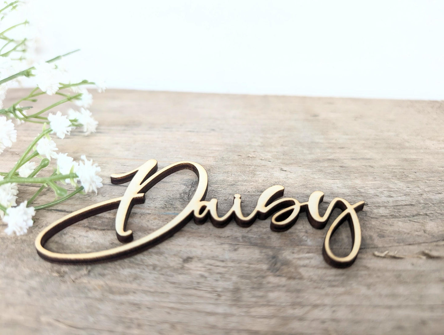 Personalised Wooden Wedding Place Cards | Elegant Calligraphy Table Names