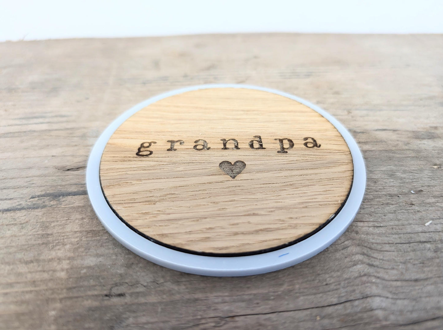Personalised Grandad Wooden Coaster, Engraved Gift