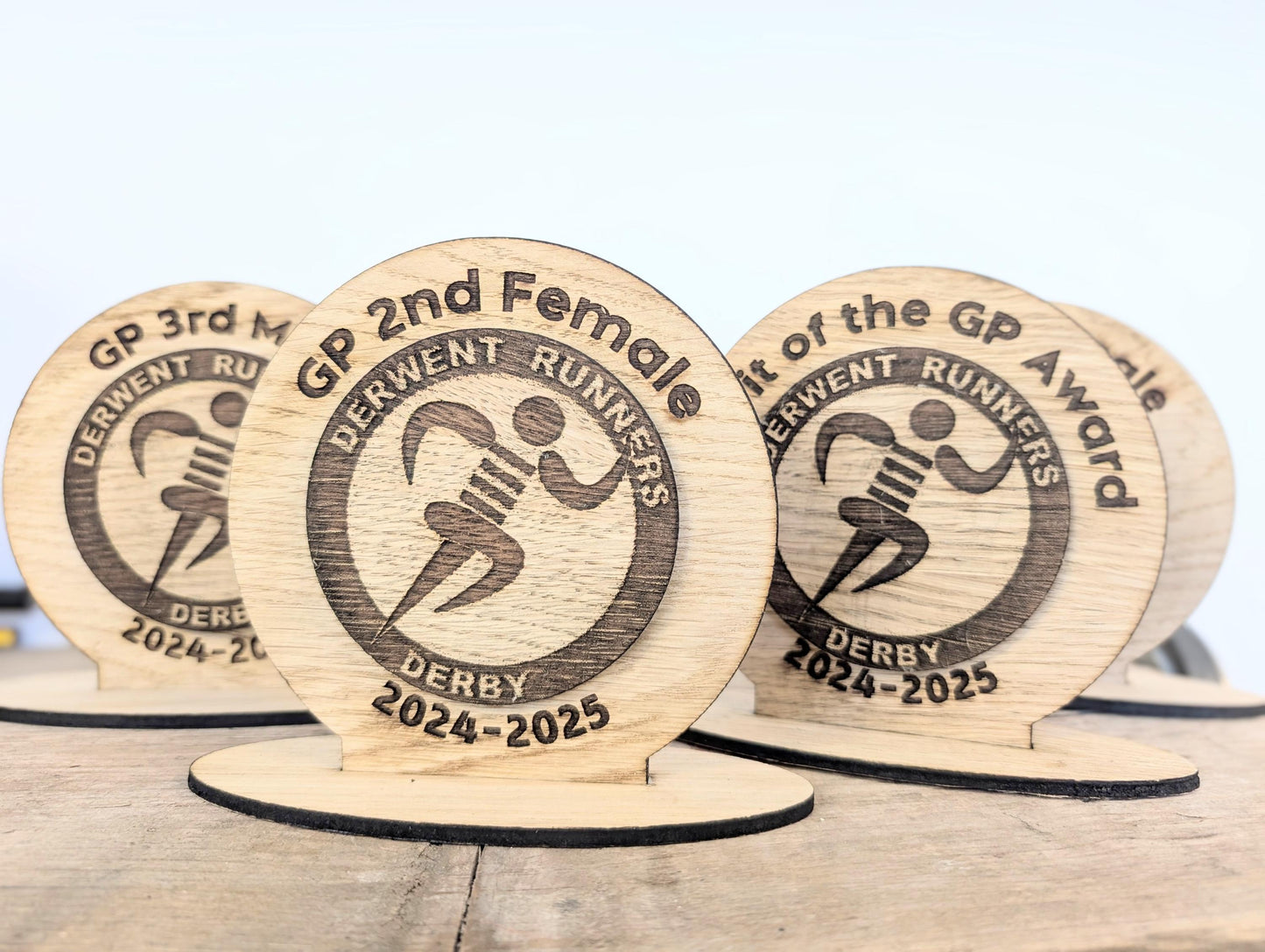 Double layer Medal Style Trophy Plaques. Unique Wooden Custom Award Trophy With Base - Eco-friendly Trophies - Different Sizes Available.