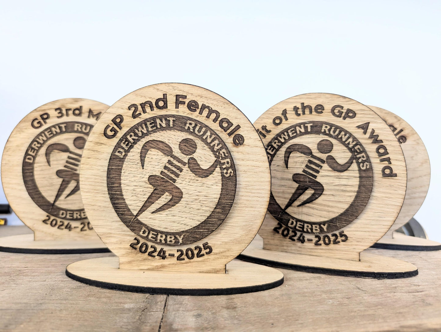 Double layer Medal Style Trophy Plaques. Unique Wooden Custom Award Trophy With Base - Eco-friendly Trophies - Different Sizes Available.
