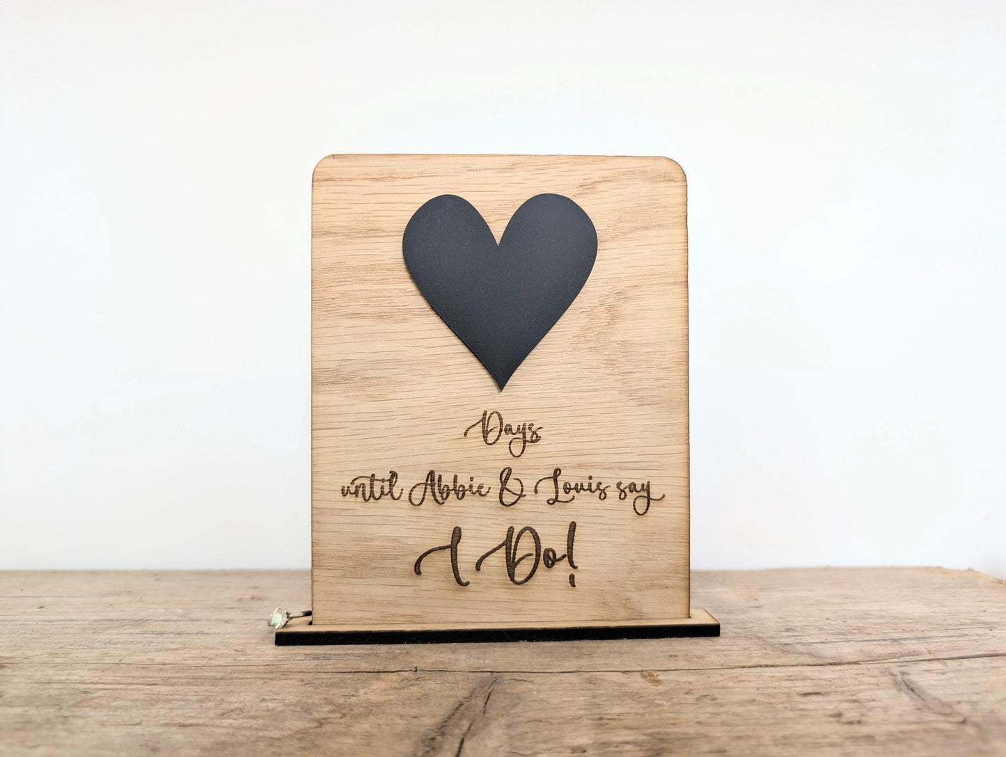 Personalised Mr & Mrs Wedding Countdown Plaque: Oak Engagement Gift