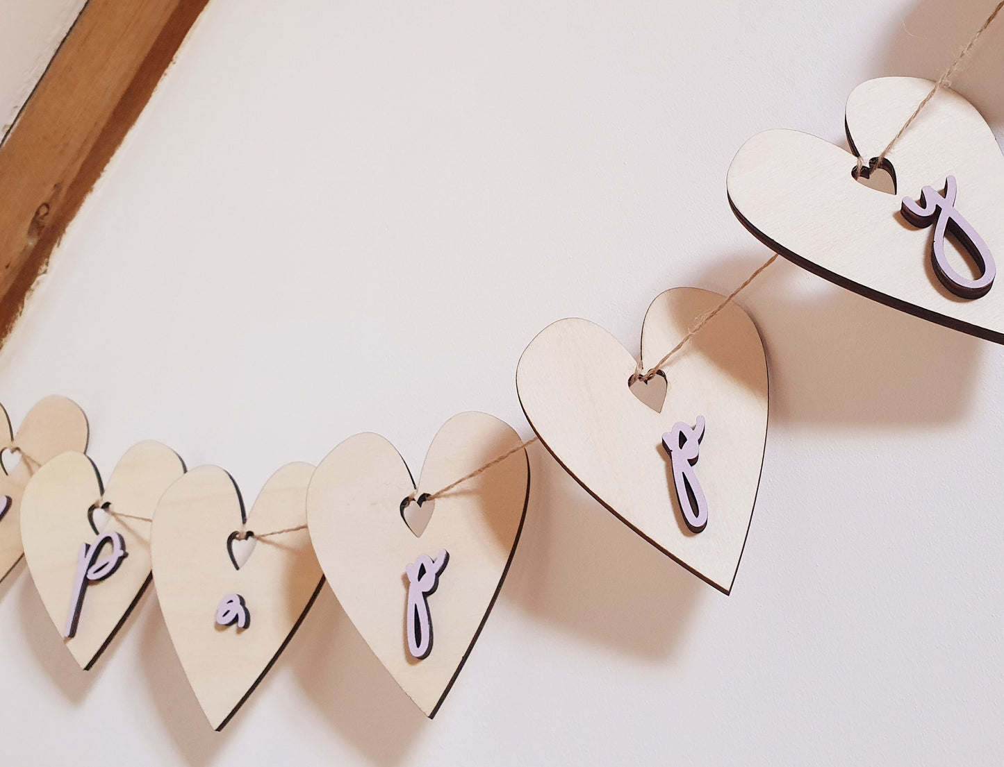 Rustic Wooden Heart Bunting | Custom Painted Letter Banner