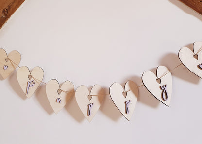Rustic Wooden Heart Bunting | Custom Painted Letter Banner