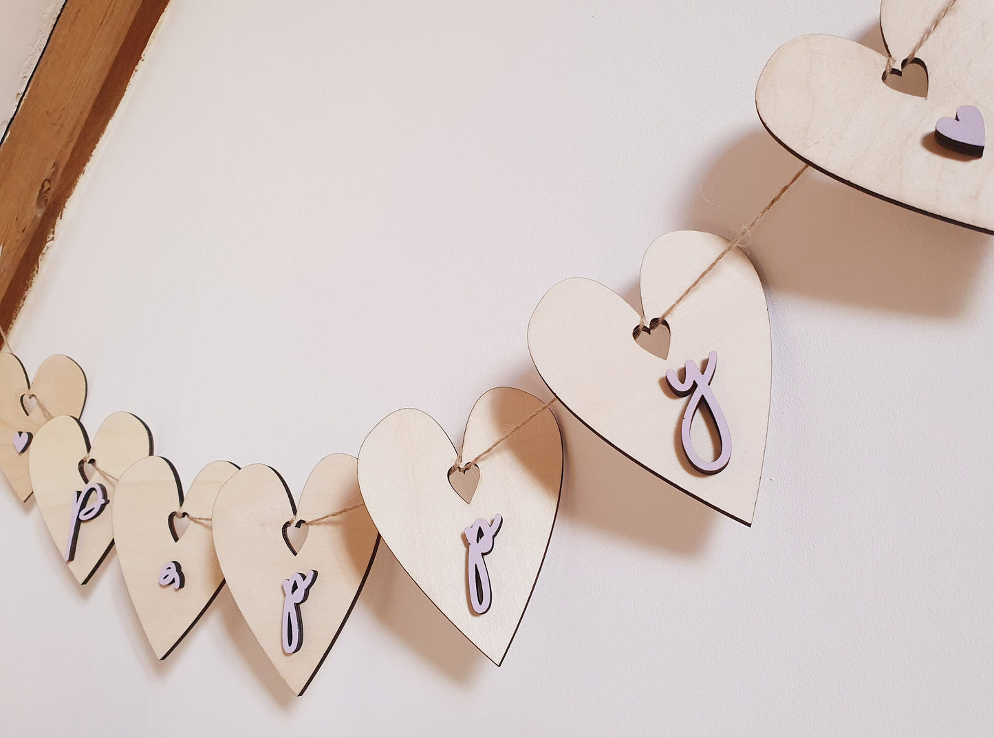 Rustic Wooden Heart Bunting | Custom Painted Letter Banner
