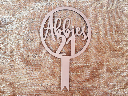 Personalised Wooden Birthday Cake Topper – Name & Age