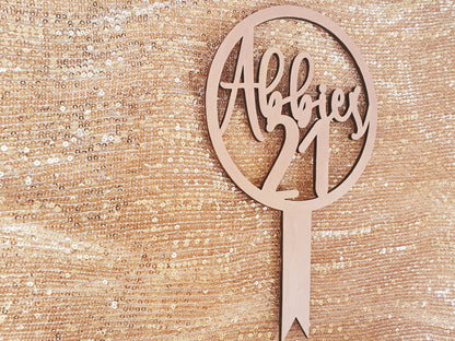 Personalised Wooden Birthday Cake Topper – Name & Age