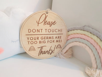 Please Don't Touch Your Germs Are Too Big For Me Sign - Baby Germ Sign for Pram - Your Germs are Too Big For Me Buggy Sign